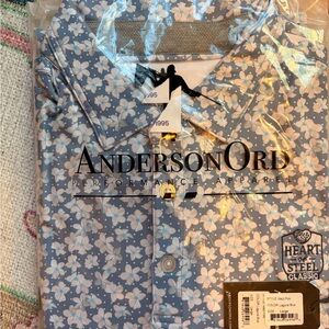 Men's NWT Golf Polo Blue Floral Shirt Large